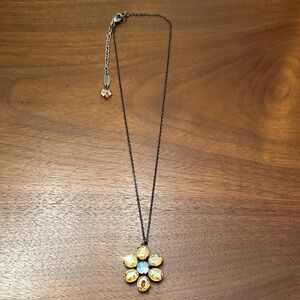Sabika Gold and Blue Floral Necklace